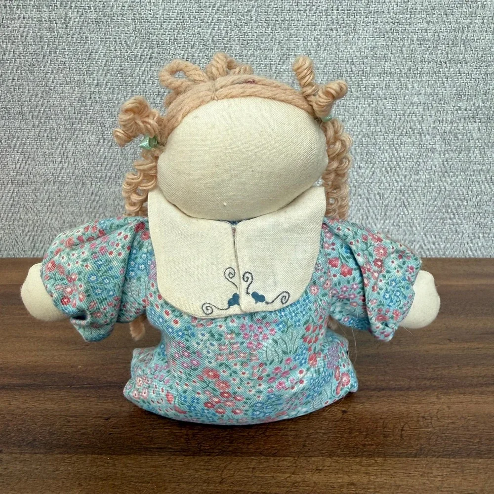 Vintage 1989 Handmade Hand Painted Gina Marie Curls Rag Doll Floral Dress Signed